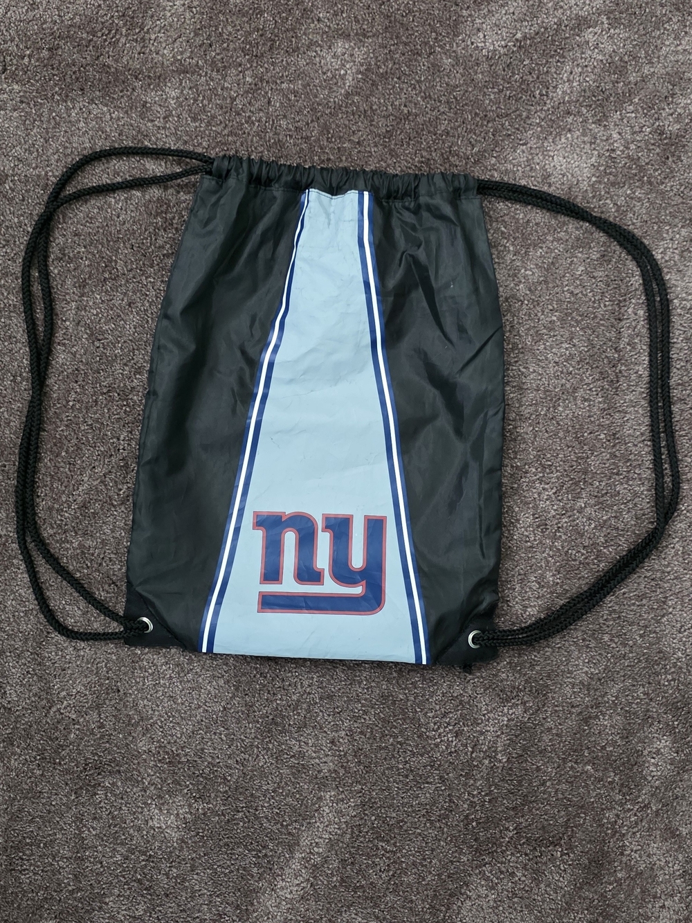 Men's Black and Light Blue Drawstring Backpack with Team Logo